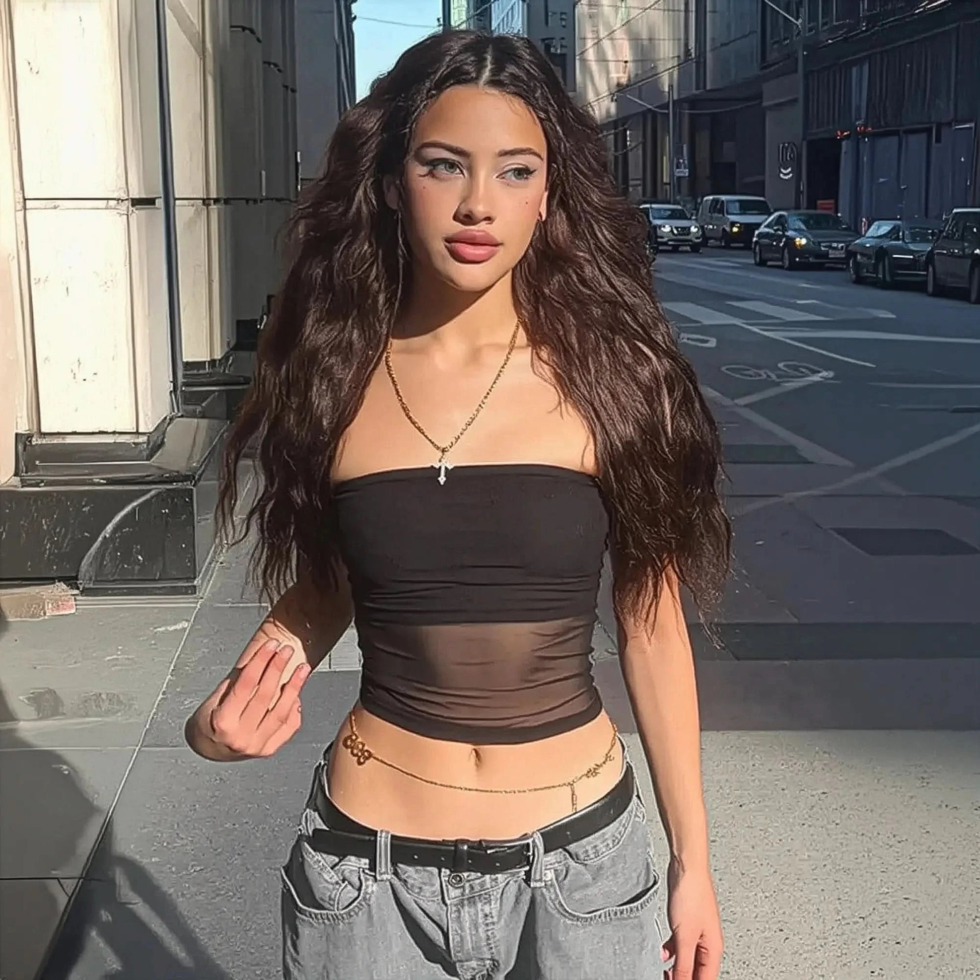 Bustier patchwork noir sexy été - Saylana