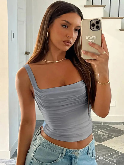 Camisole dos nu plissée slim-Saylana