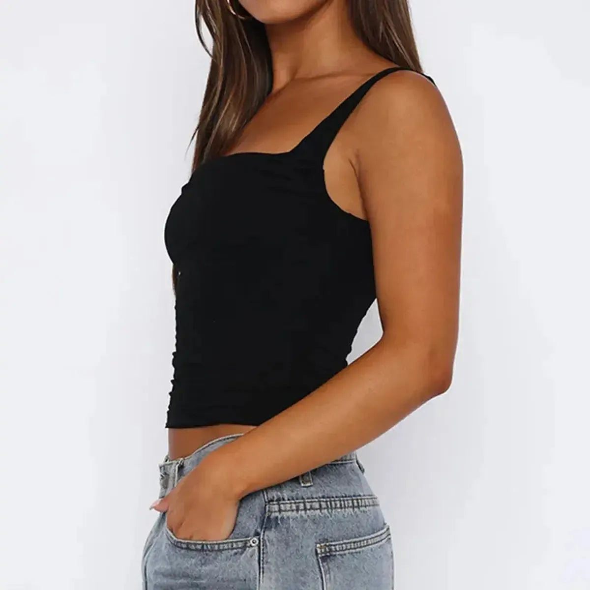 Camisole dos nu plissée slim-Saylana