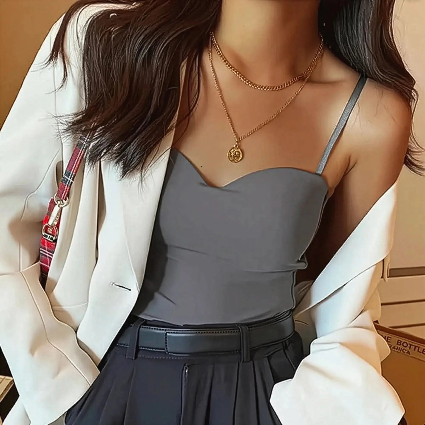 Camisole fines bretelles soie glacée - Saylana