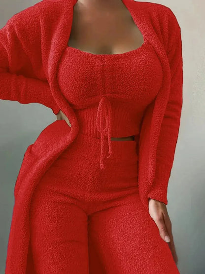 Cardigan Laçage + Top + Pantalon Douillet-Saylana