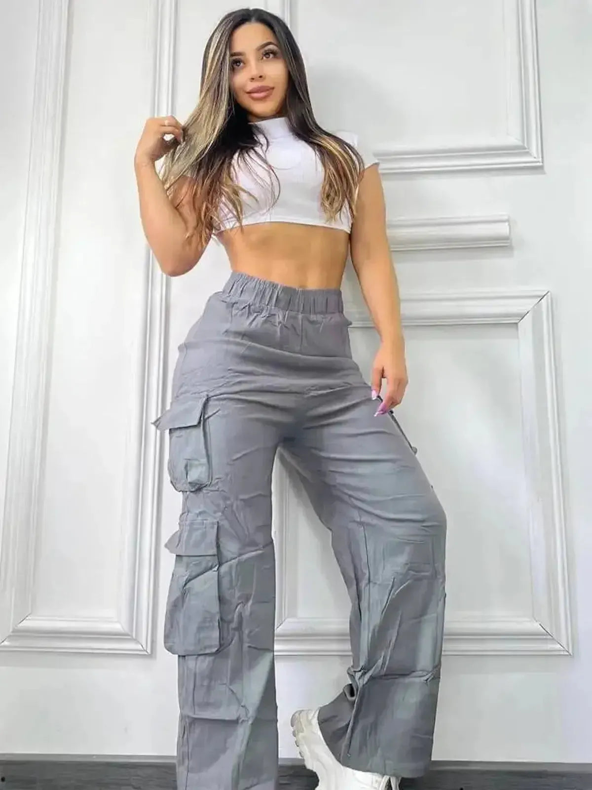 Cargo Slim Décontracté à Grandes Poches-Saylana