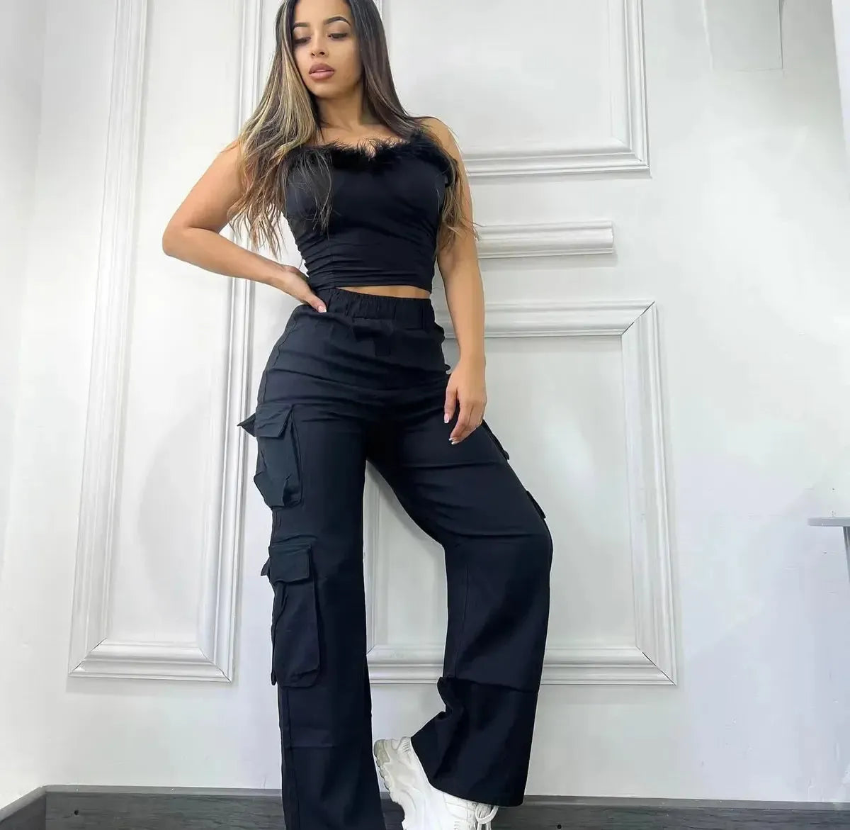 Cargo Slim Décontracté à Grandes Poches-Saylana