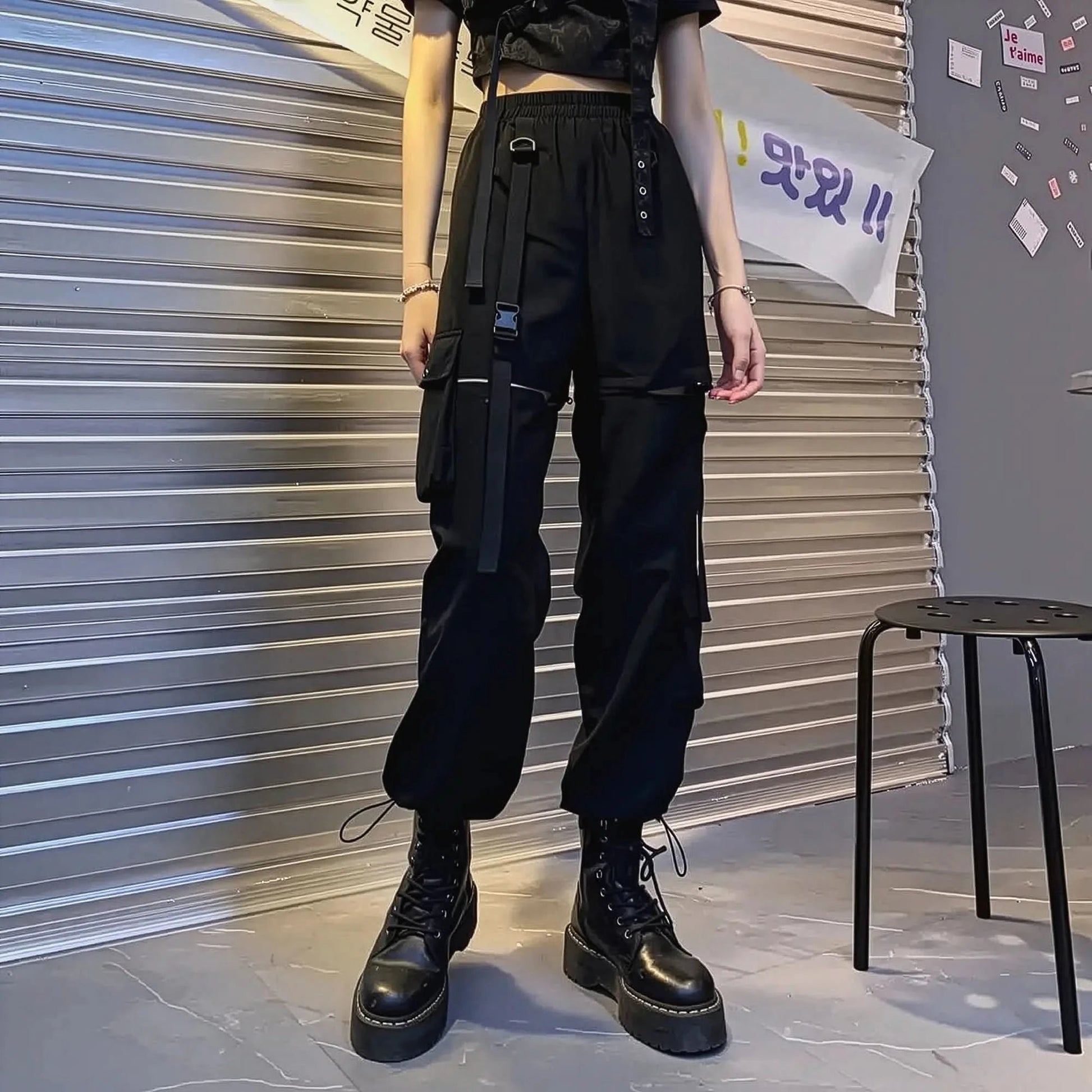 Cargo Streetwear Slim Harajuku à Rubans - Saylana