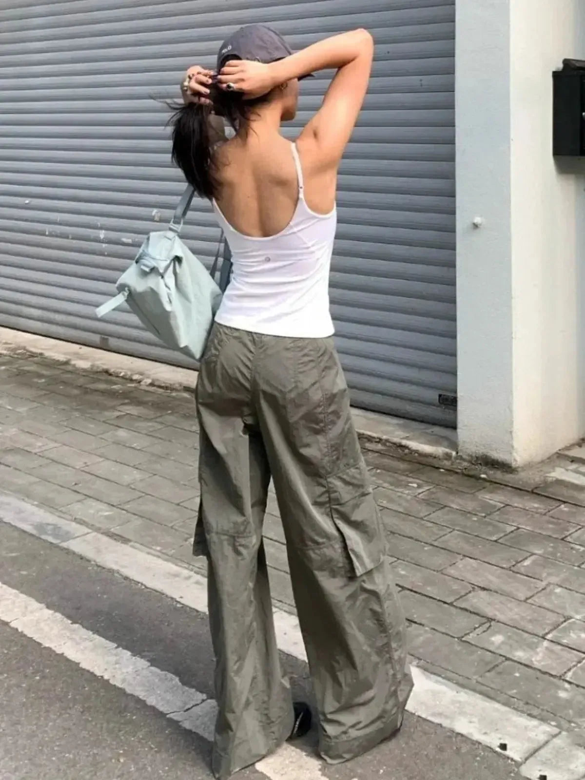 Cargo Zippé Taille Haute Coupe Large-Saylana