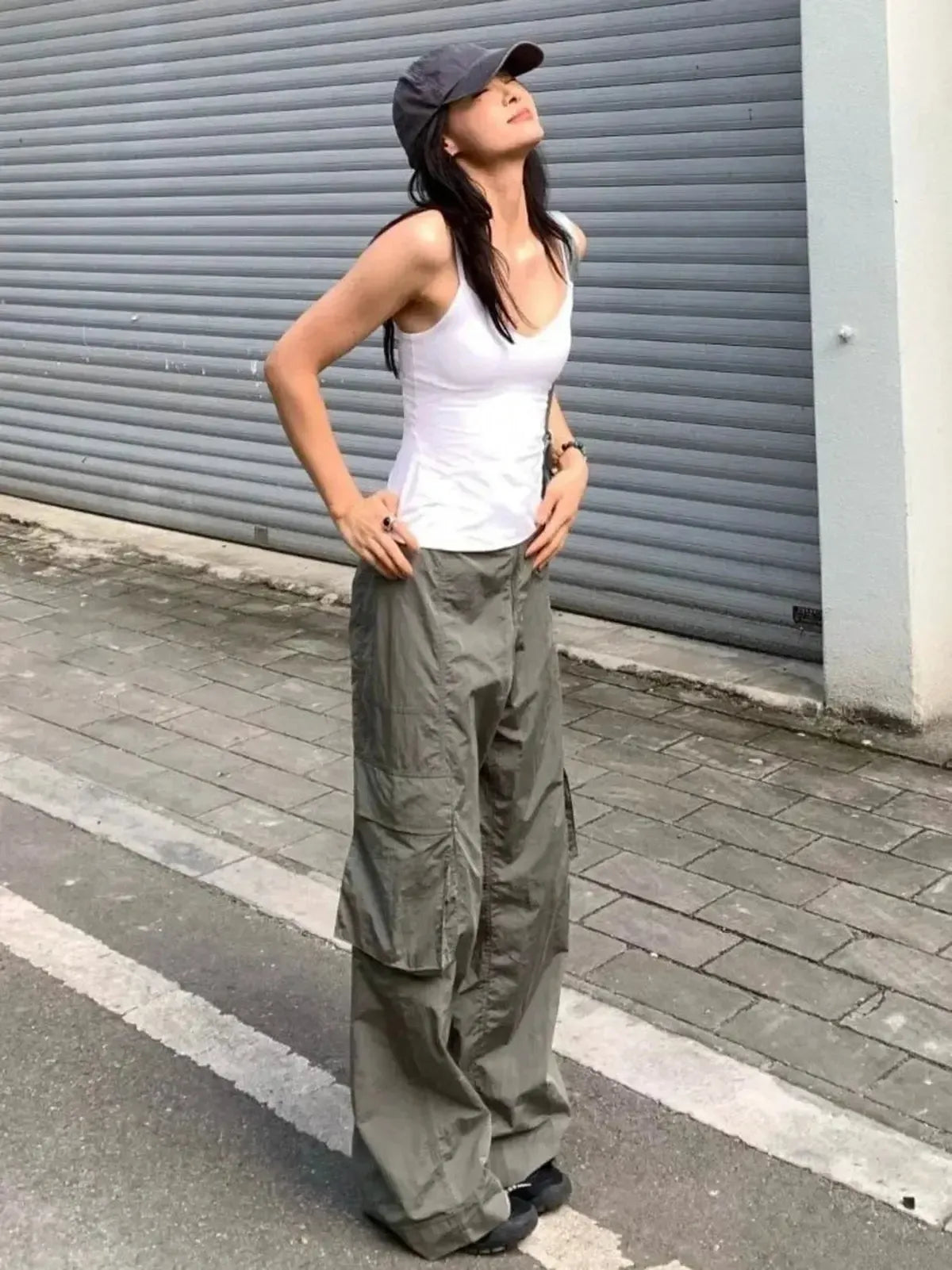 Cargo Zippé Taille Haute Coupe Large-Saylana