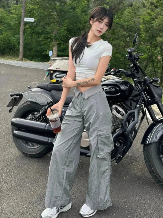 Cargo Zippé Taille Haute Coupe Large-Saylana