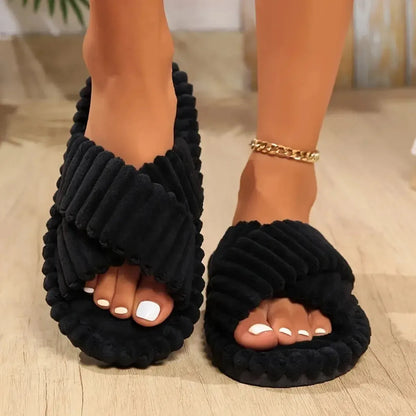 Chaussons Croisés Côtelés Intérieur-Saylana