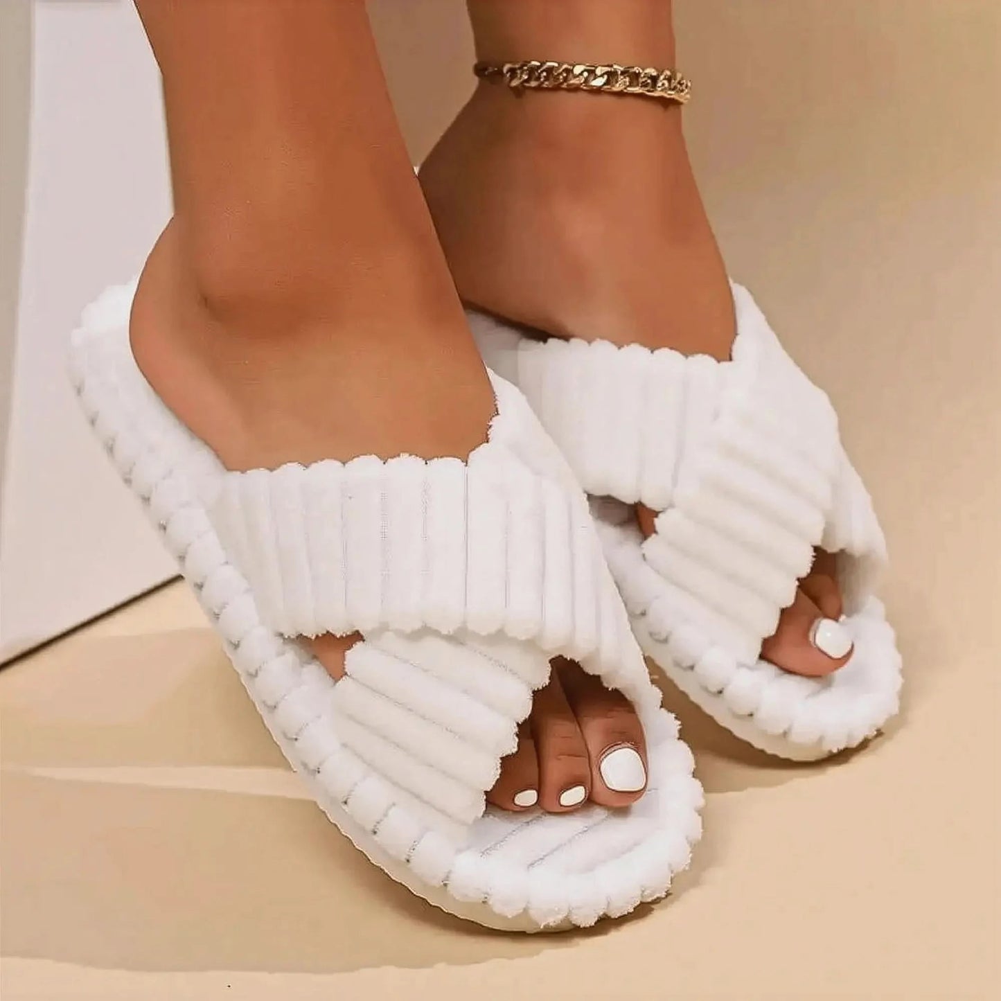 Chaussons Croisés Côtelés Intérieur - Saylana