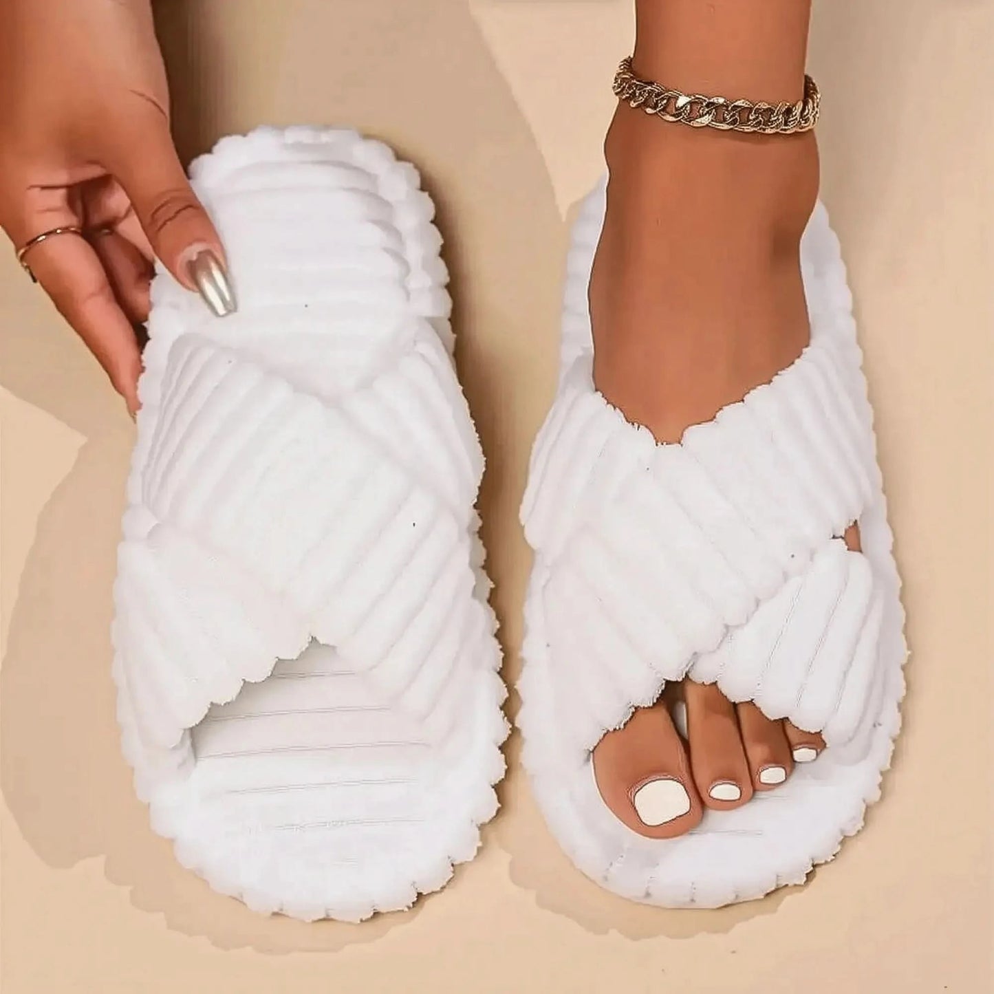 Chaussons Croisés Côtelés Intérieur - Saylana