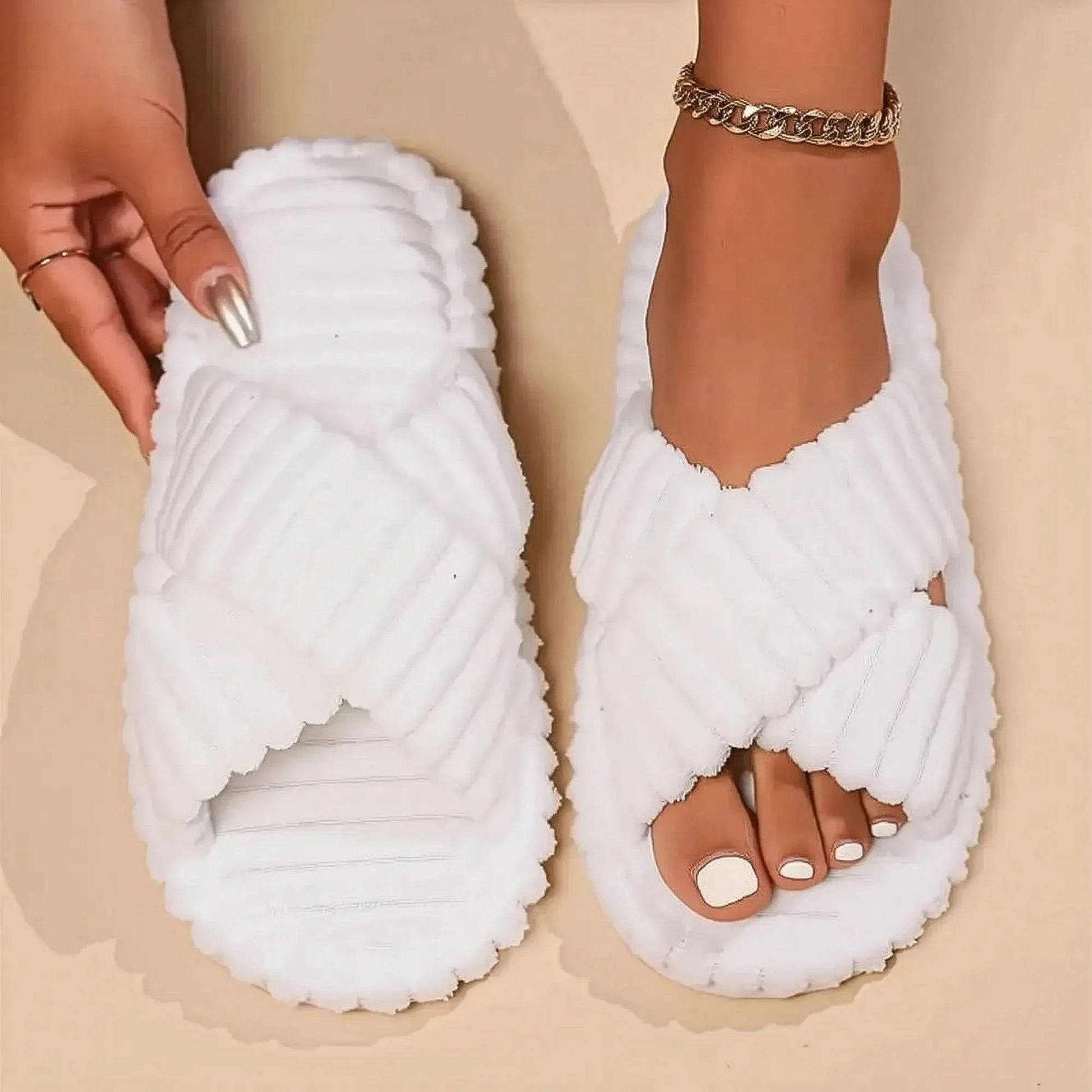 Chaussons Croisés Côtelés Intérieur - Saylana