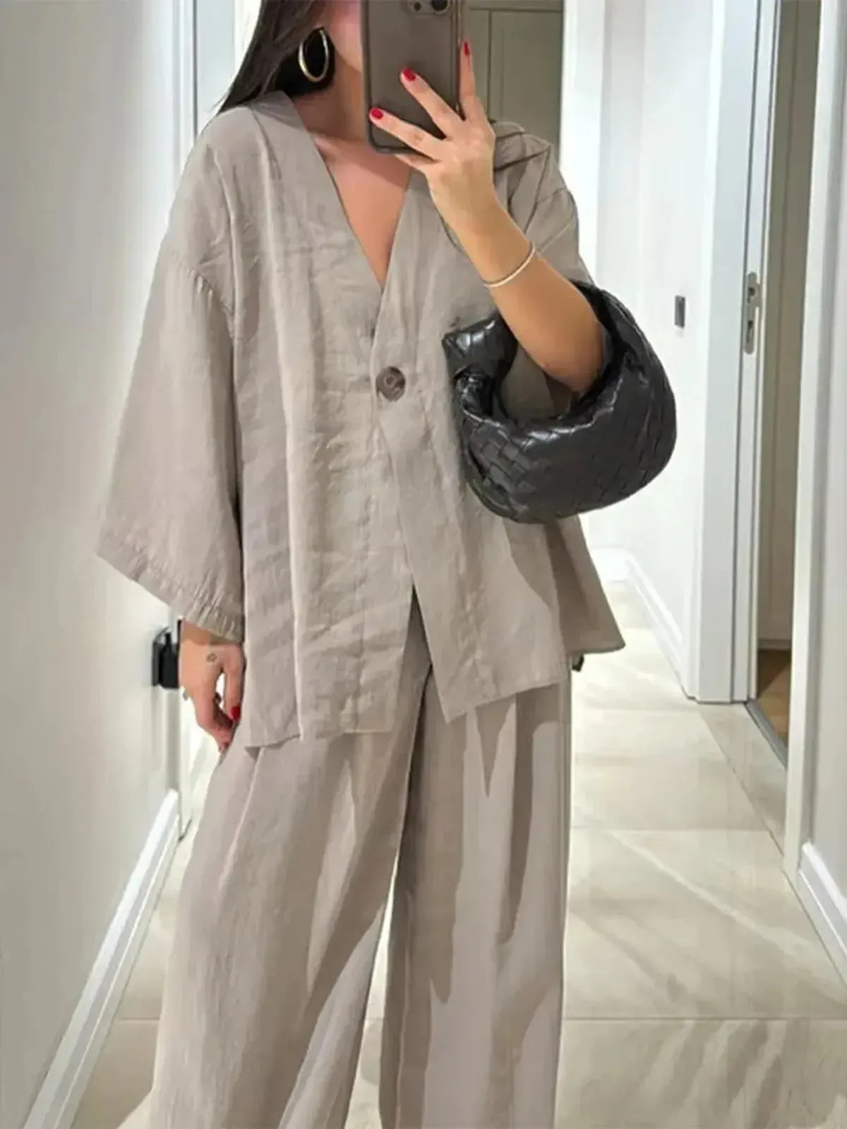 Chemise Ample Boutonnée + Pantalon Large-Saylana