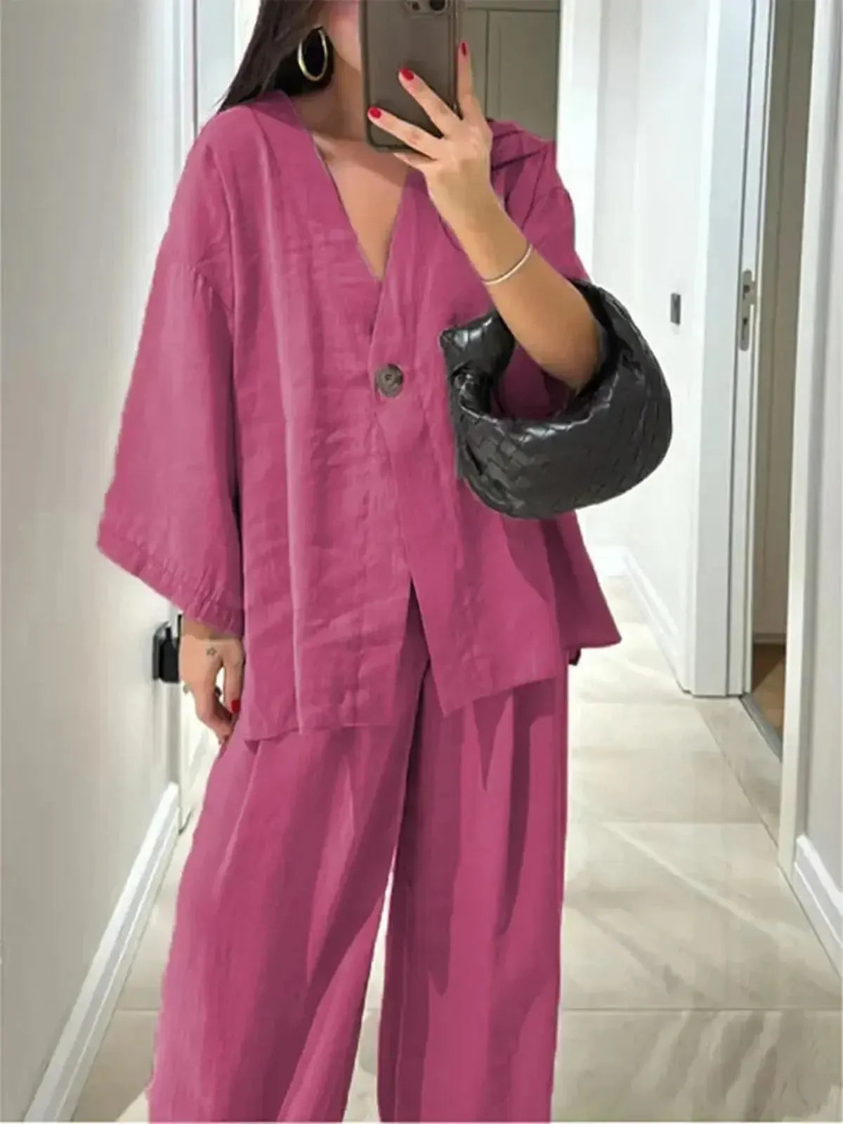 Chemise Ample Boutonnée + Pantalon Large-Saylana