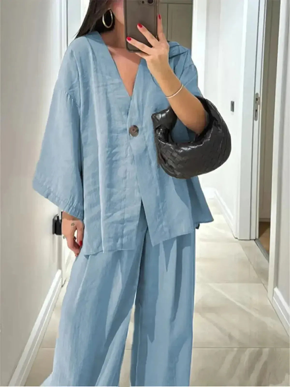 Chemise Ample Boutonnée + Pantalon Large-Saylana