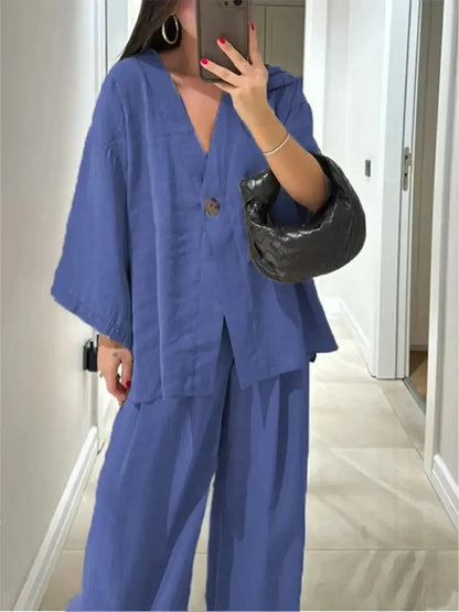 Chemise Ample Boutonnée + Pantalon Large-Saylana