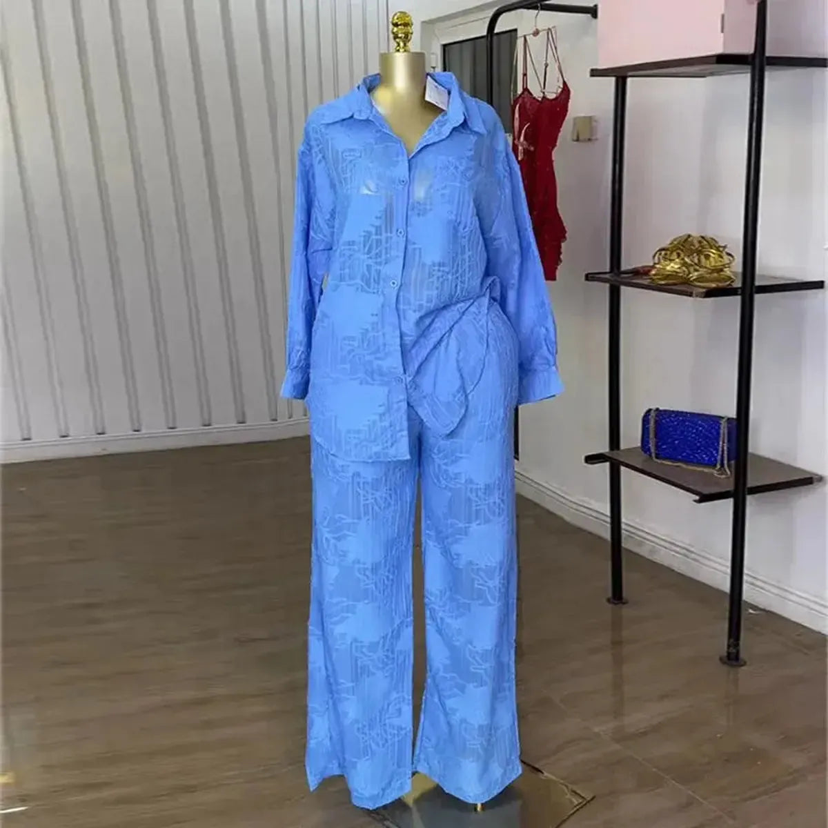 Chemise Longue Manches + Pantalon Droit-Saylana