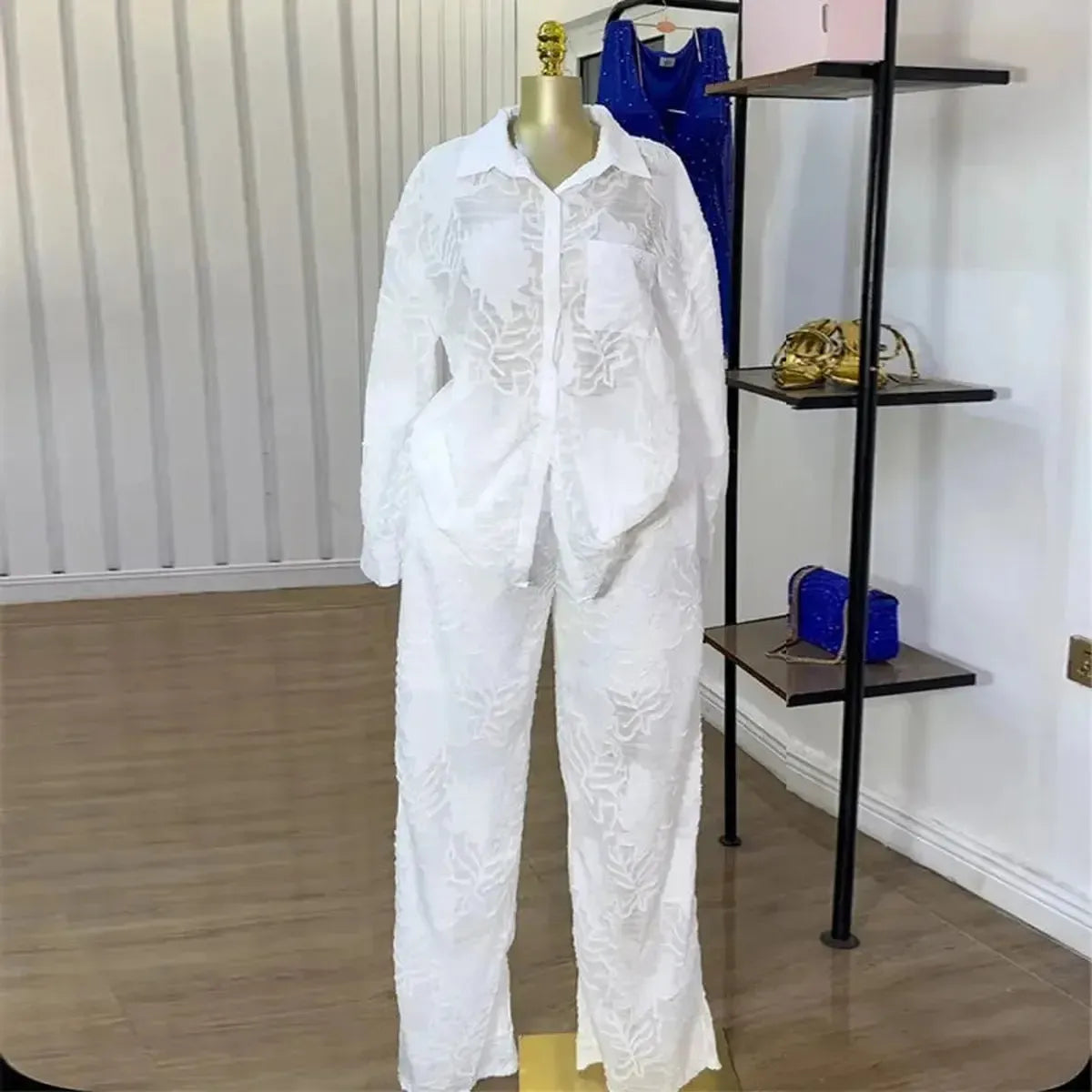 Chemise Longue Manches + Pantalon Droit-Saylana