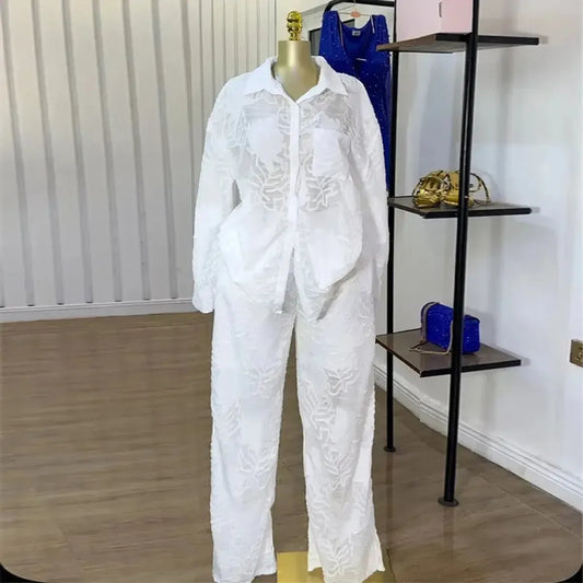 Chemise Longue Manches + Pantalon Droit-Saylana