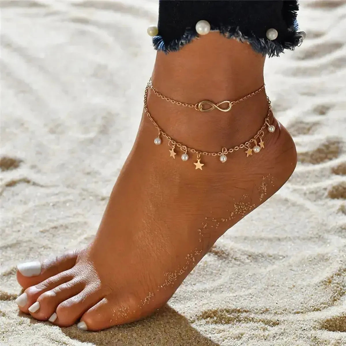 Chevillère Perles & Coquillage Doré-Saylana