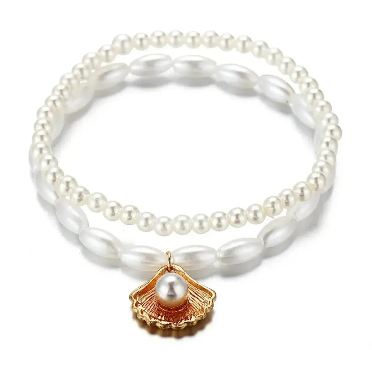 Chevillère Perles & Coquillage Doré-Saylana