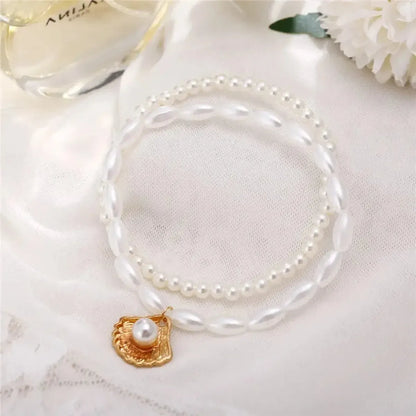 Chevillère Perles & Coquillage Doré-Saylana