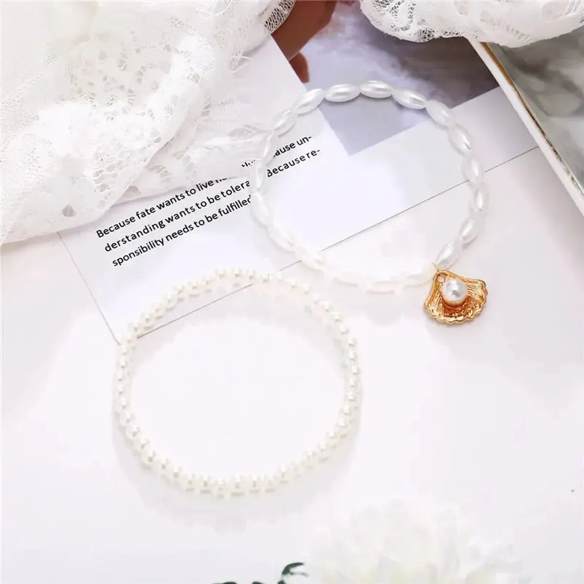 Chevillère Perles & Coquillage Doré-Saylana