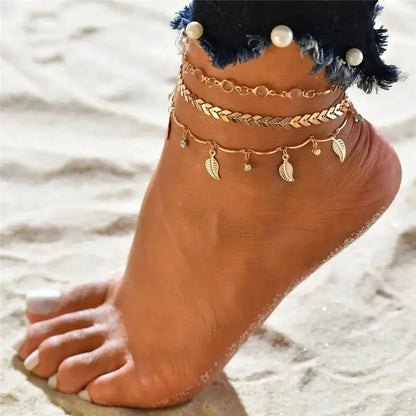 Chevillère Perles & Coquillage Doré-Saylana