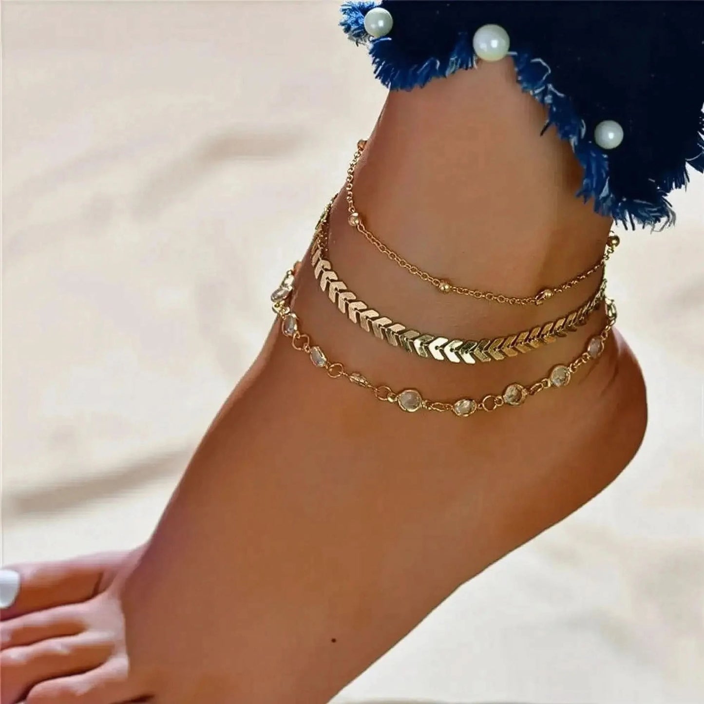 Chevillère Perles & Coquillage Doré - Saylana