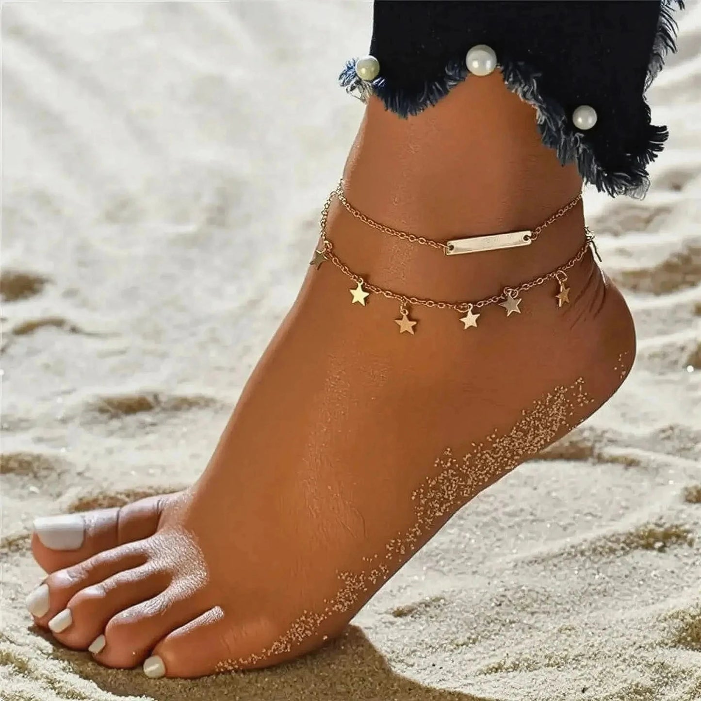 Chevillère Perles & Coquillage Doré - Saylana