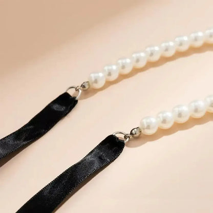 Choker Velours Noir Nœud & Perle-Saylana