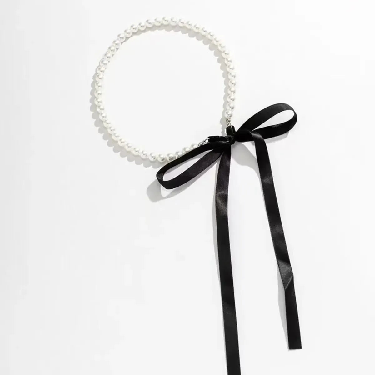 Choker Velours Noir Nœud & Perle-Saylana