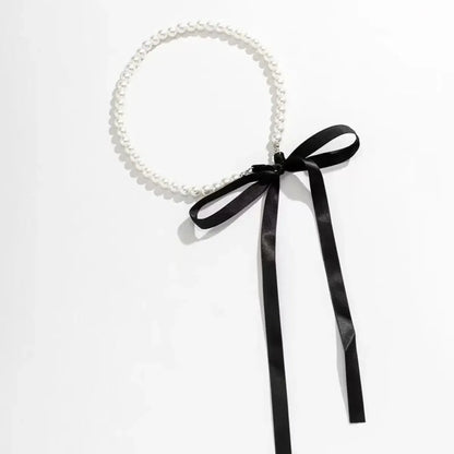 Choker Velours Noir Nœud & Perle-Saylana
