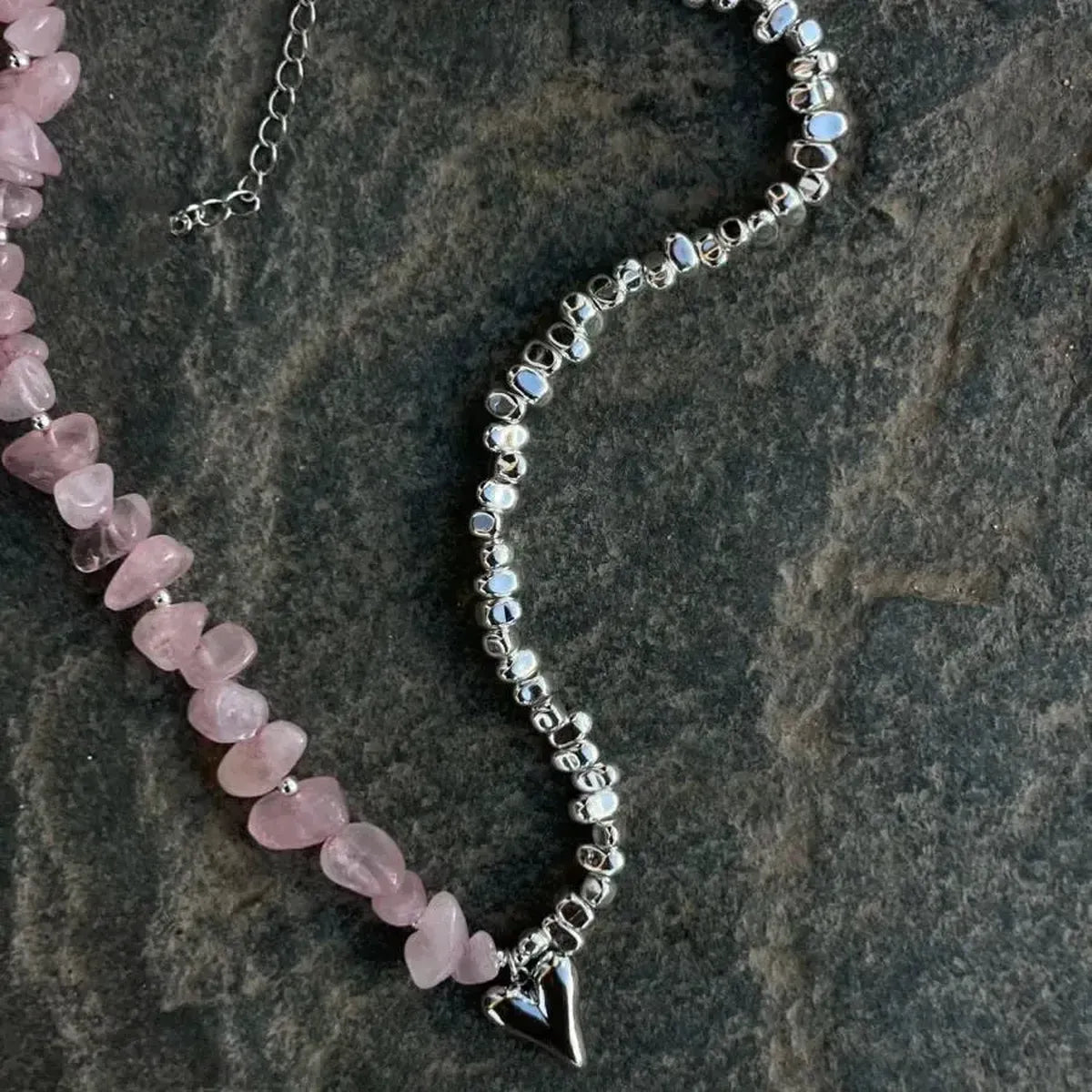 Collier Cœur Pierre Rose Élégant-Saylana