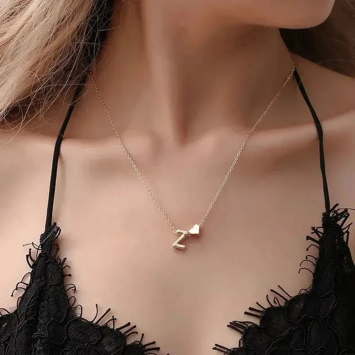 Collier Lettre & Cœur Doré/Argent-Saylana