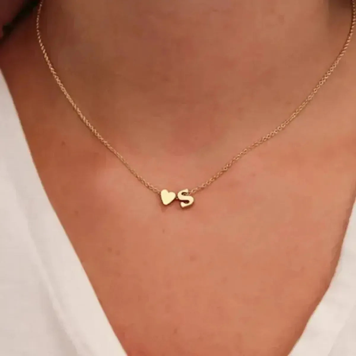 Collier Lettre & Cœur Doré/Argent-Saylana