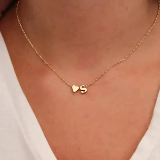 Collier Lettre & Cœur Doré/Argent-Saylana