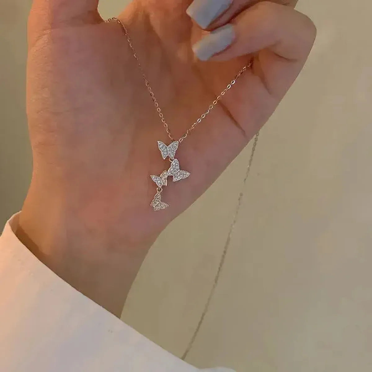 Collier Papillon Brillant Double Rang-Saylana
