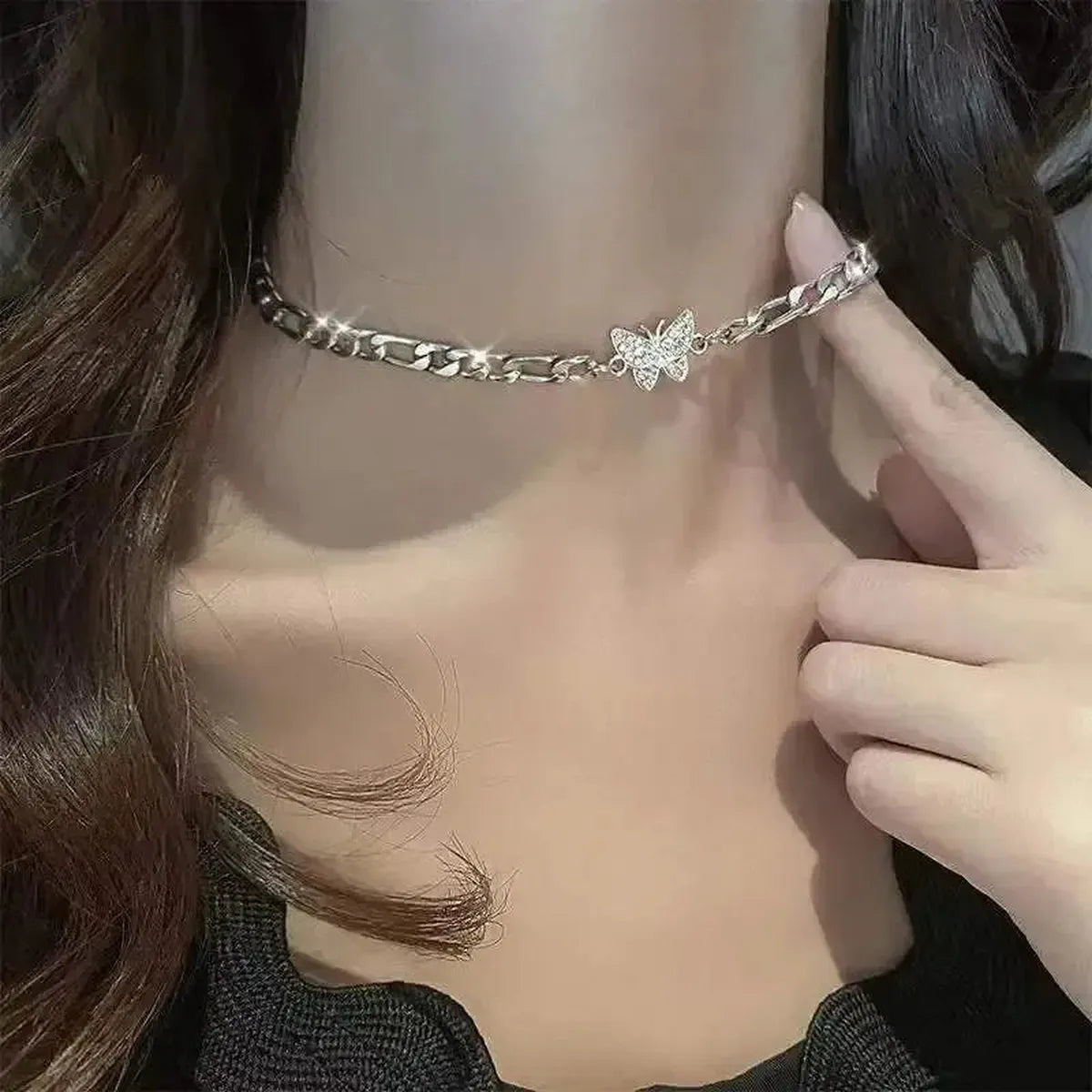 Collier Papillon Brillant Double Rang-Saylana