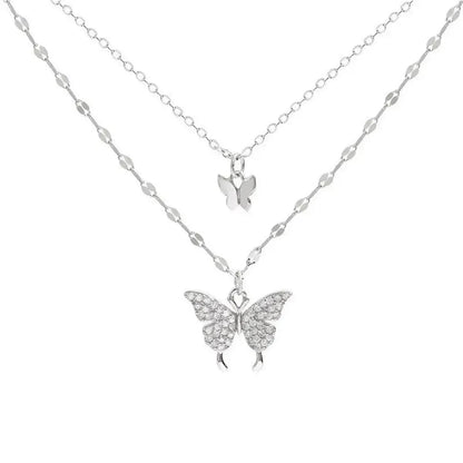 Collier Papillon Brillant Double Rang-Saylana