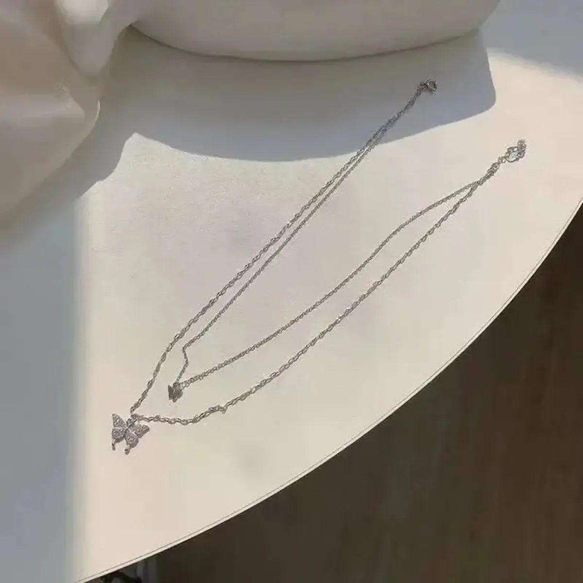 Collier Papillon Brillant Double Rang-Saylana