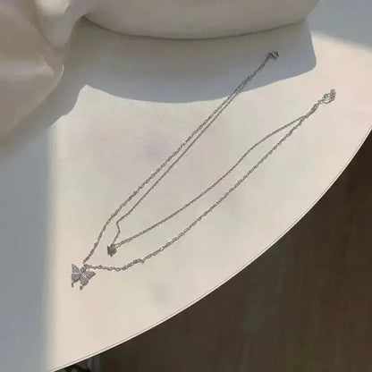 Collier Papillon Brillant Double Rang-Saylana