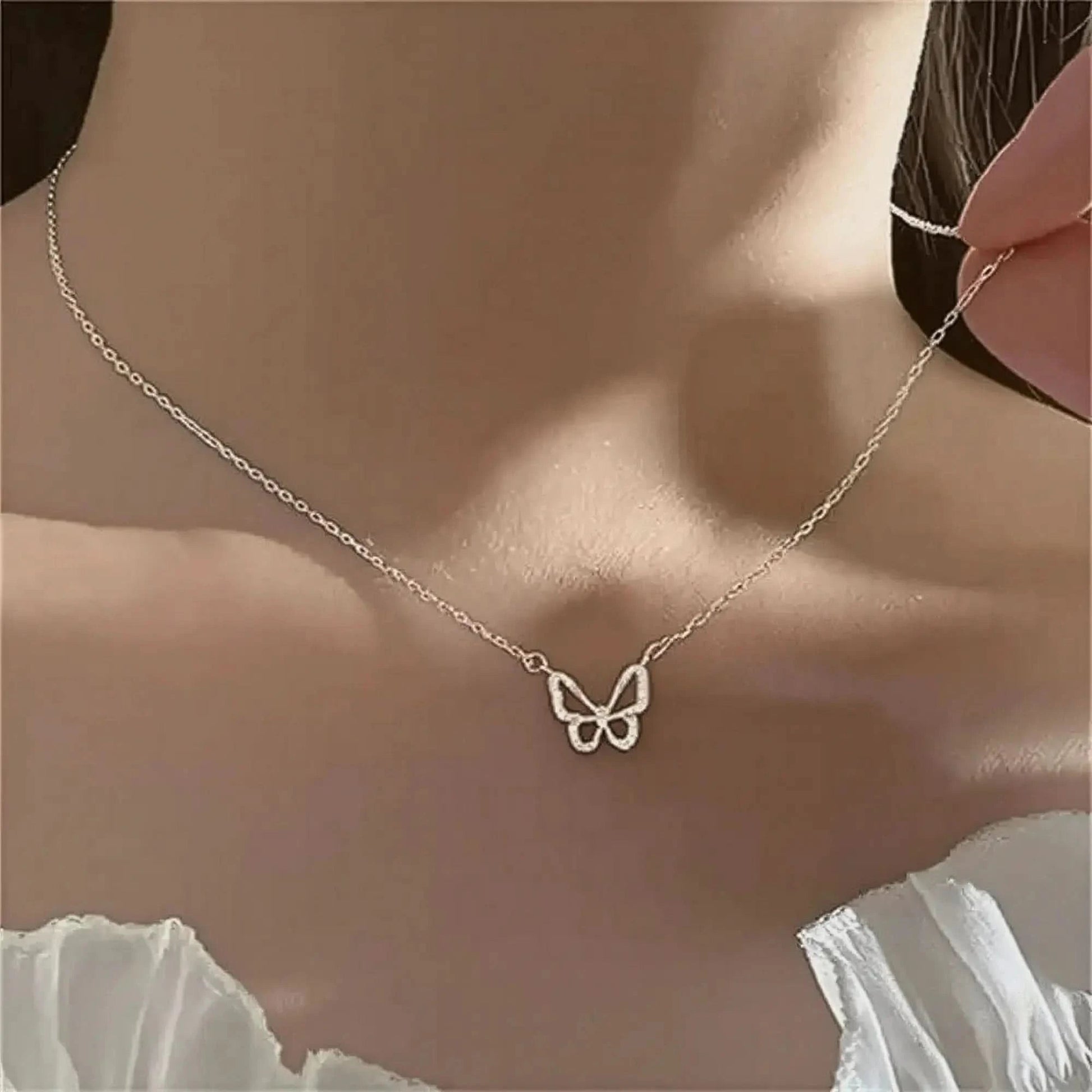 Collier Papillon Brillant Double Rang - Saylana