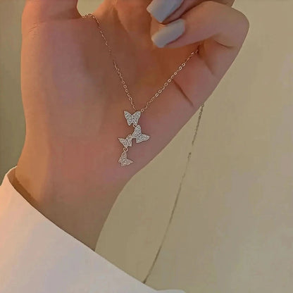 Collier Papillon Brillant Double Rang - Saylana