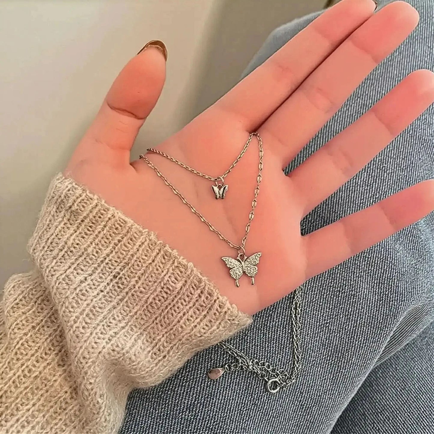 Collier Papillon Brillant Double Rang - Saylana