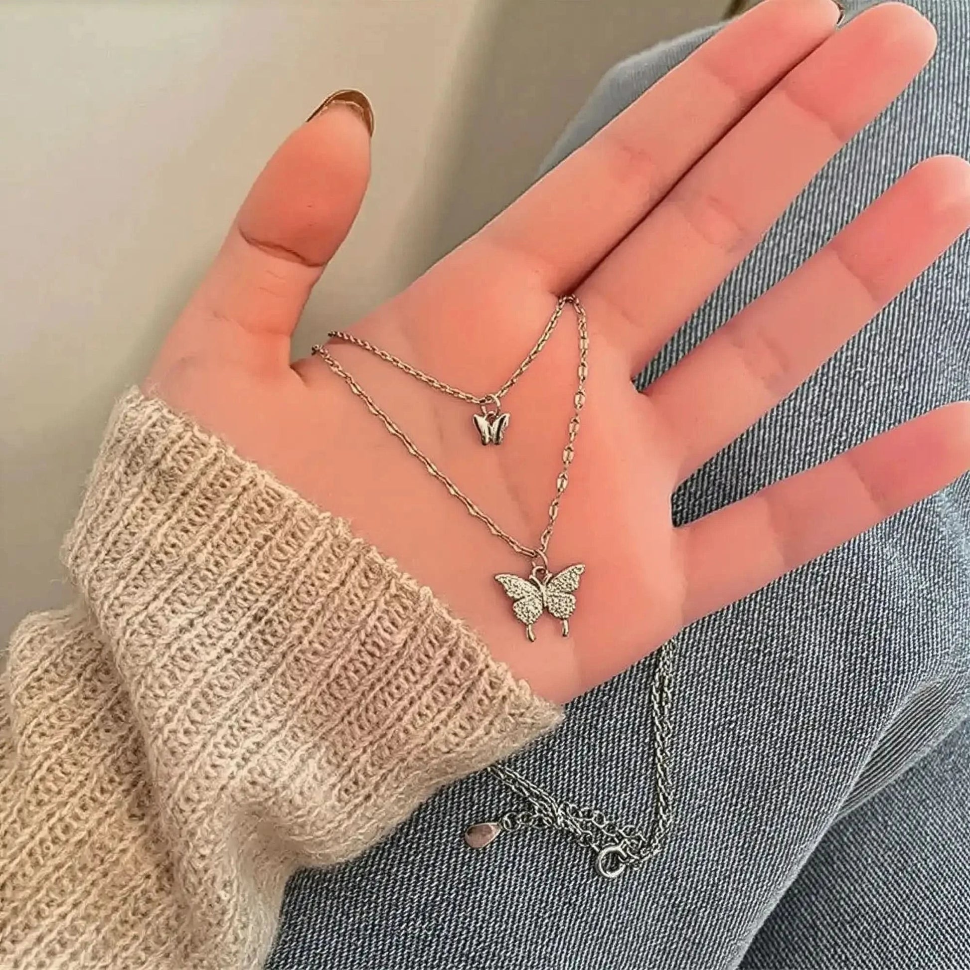 Collier Papillon Brillant Double Rang - Saylana