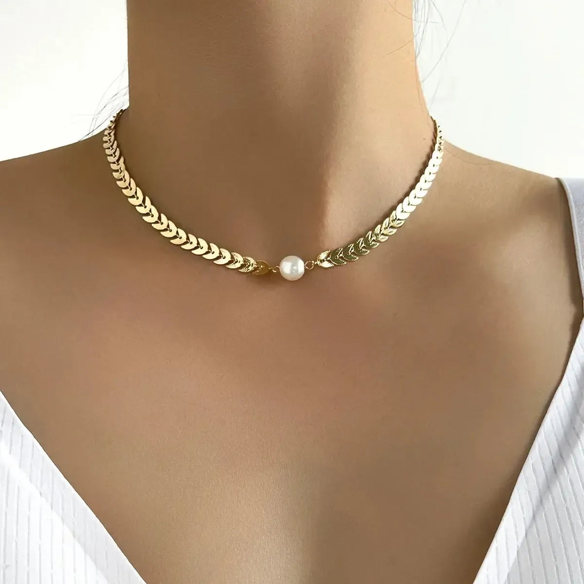 Collier Ras-du-Cou Goth Perlé-Saylana