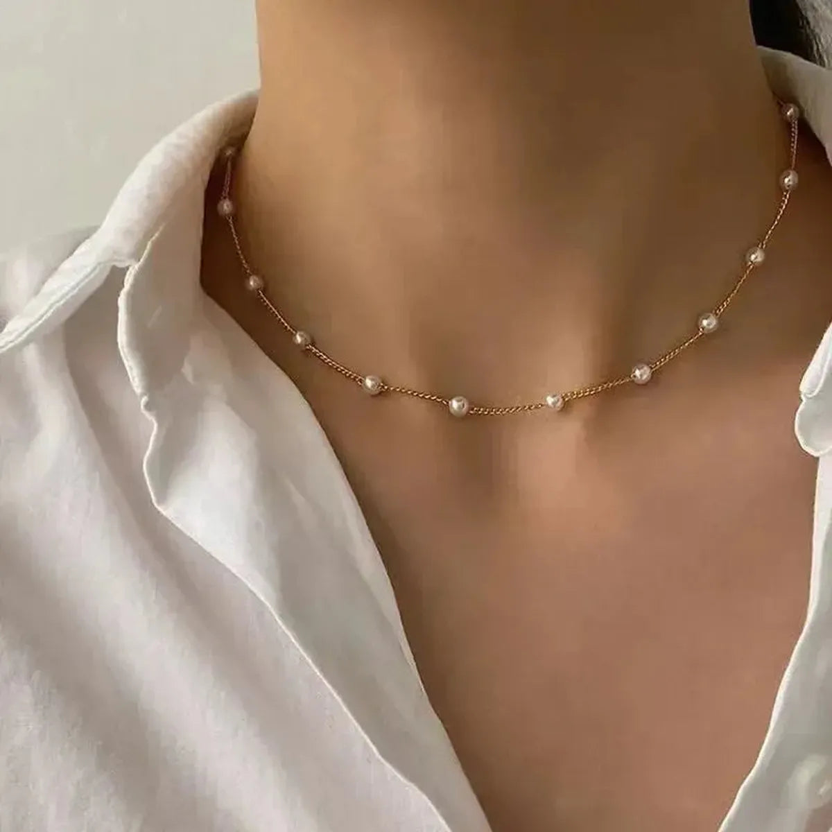 Collier Ras-du-Cou Goth Perlé-Saylana