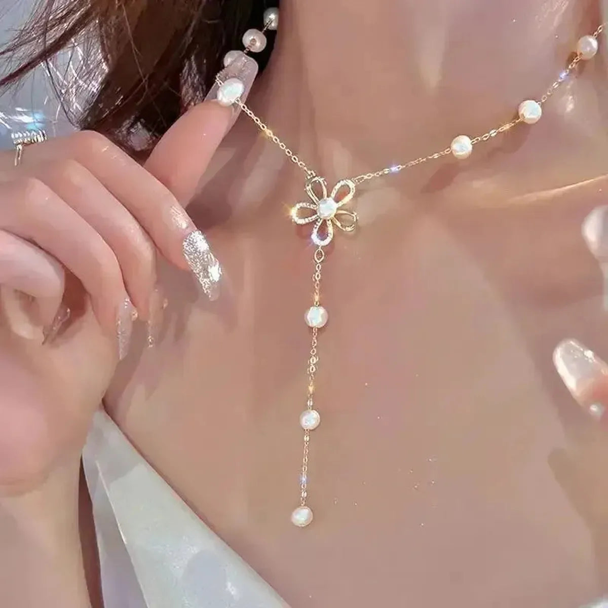 Collier Ras-du-Cou Goth Perlé-Saylana