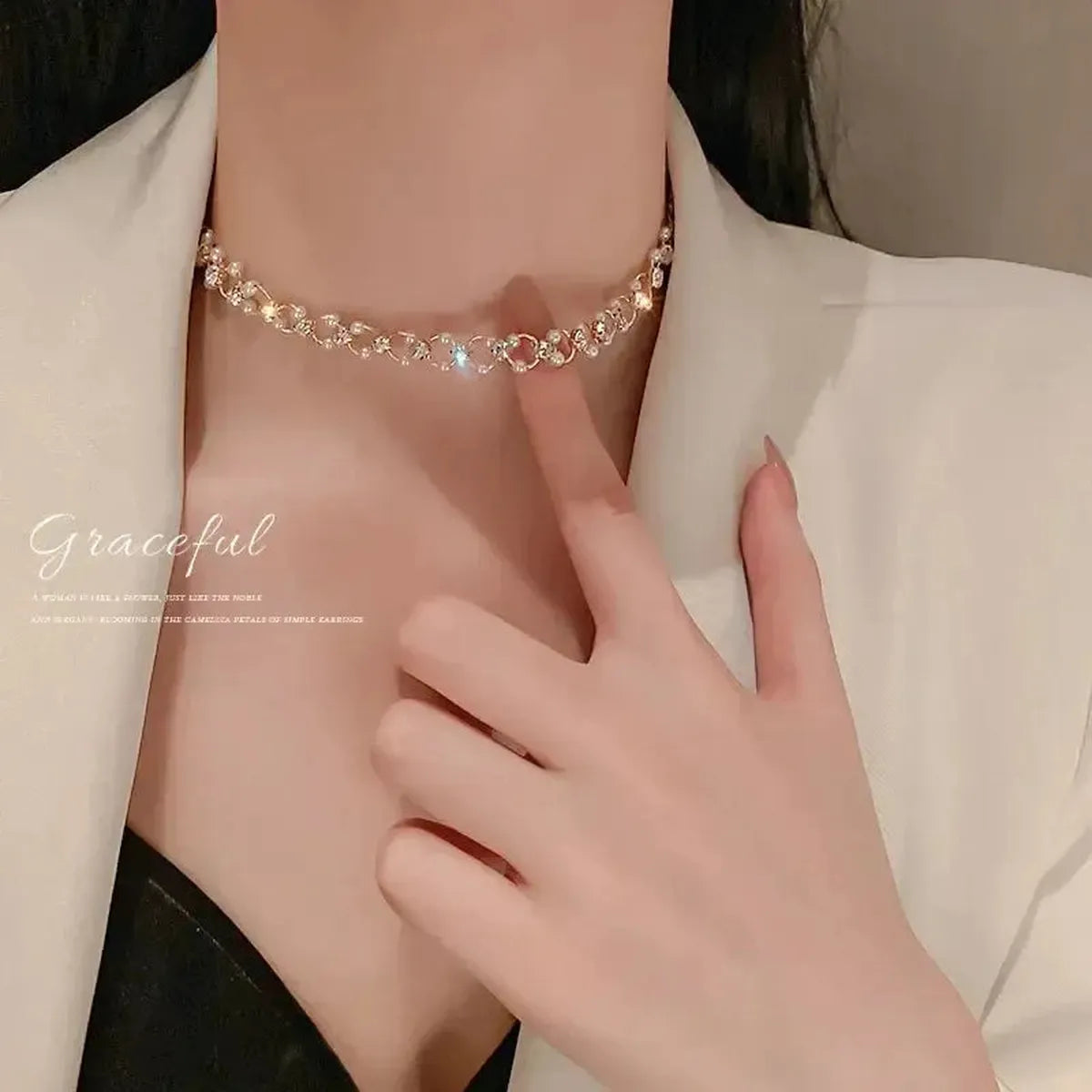 Collier Ras-du-Cou Goth Perlé-Saylana
