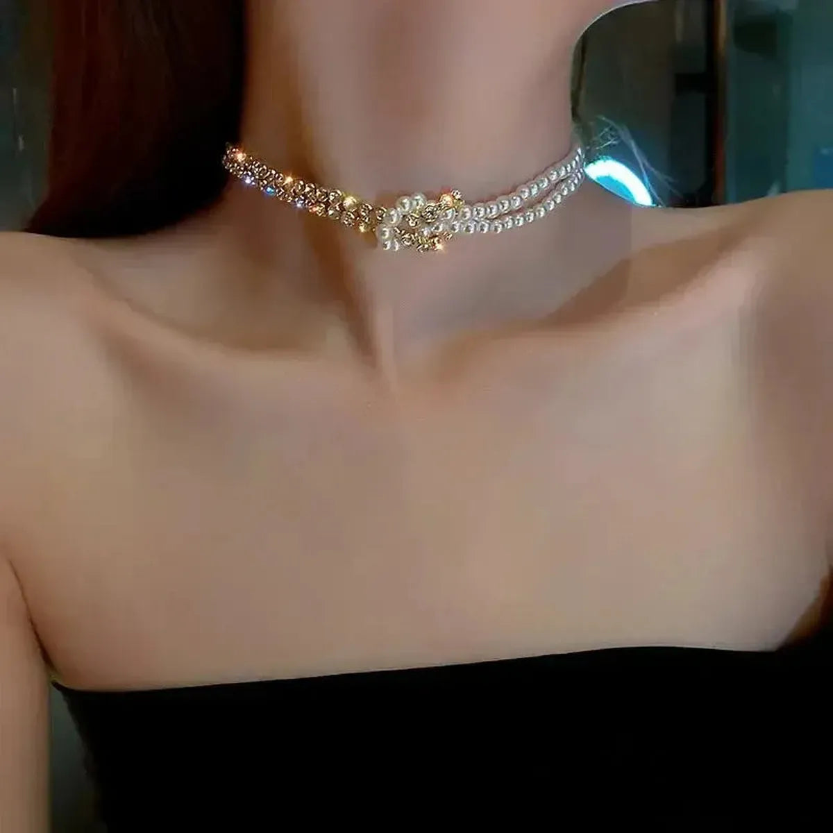 Collier Ras-du-Cou Goth Perlé-Saylana